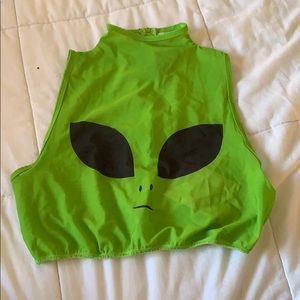 Alien High Neck Mesh Crop Top